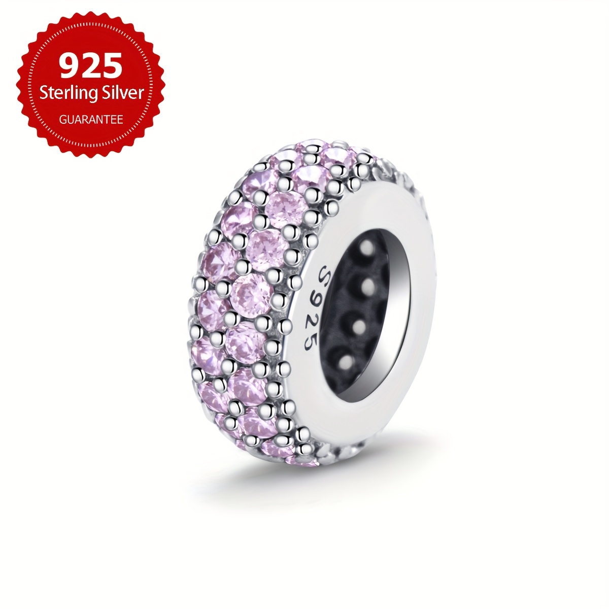 925 Silver Bead with Zirconia Inlay Jewelry for Female DIY